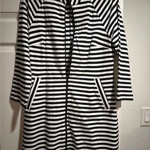 CAbi Navy and White Striped Jacket